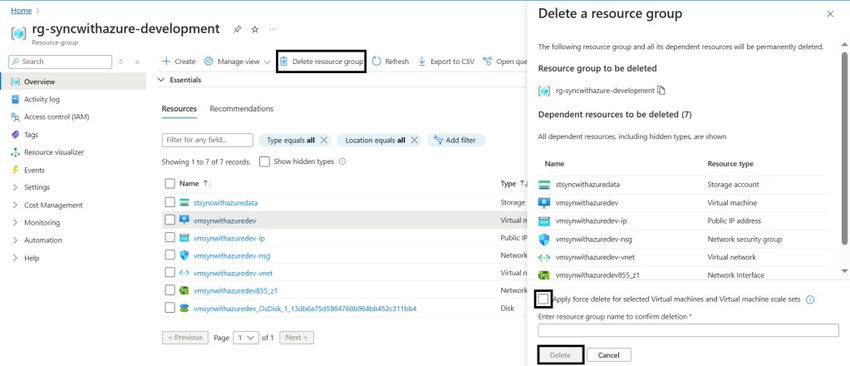 Delete the resource group